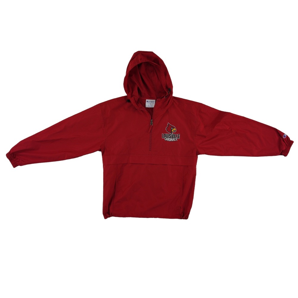 Champion Louisville Cardinals UofL Rain Coat Jacket Men's Size Medium Red Hood